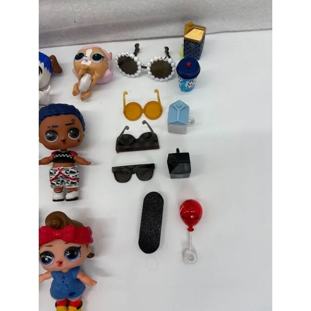 LOL Surprise Doll Figures MGA w/ Clothes Glitter Hair Pets Accessories Lot of 45